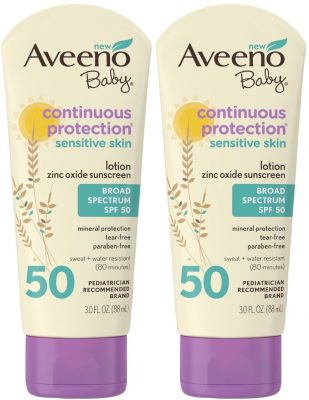 Aveeno Baby Continuous Protection Zinc Oxide Mineral Sunscreen Lotion SPF 50