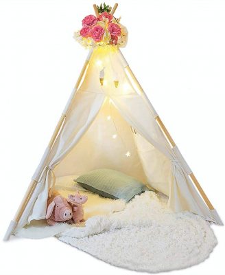 TazzToys Teepee Tent for Kids With Fairy Lights