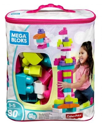 Mega Bloks Big Building Bag, Pink, 80 Piece