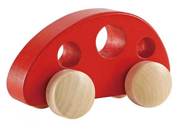 Hape Mini Van Wooden Toddler Toy Vehicle in Red