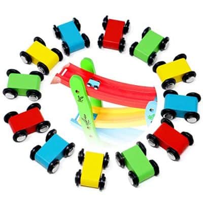 Lewo 12 Pack Mini Wooden Race Replacement Cars