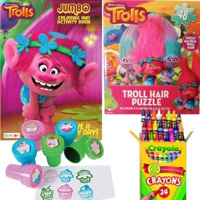 DreamWorks Trolls Coloring Book, Puzzle and Stamper Activity Set