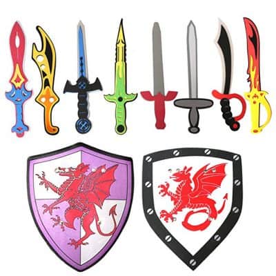 Rainbow Yuango Pack of 10 Assorted Foam Sword and Shield Toy Set
