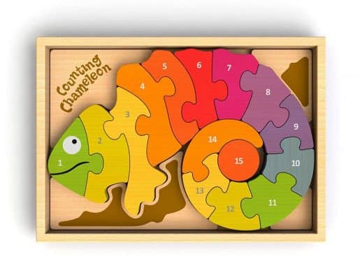 BeginAgain Counting Chameleon Wooden Number Puzzle