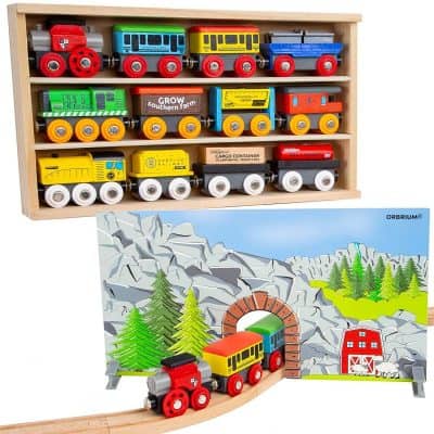 Orbrium Toys Wooden Engines & Train Cars Collection