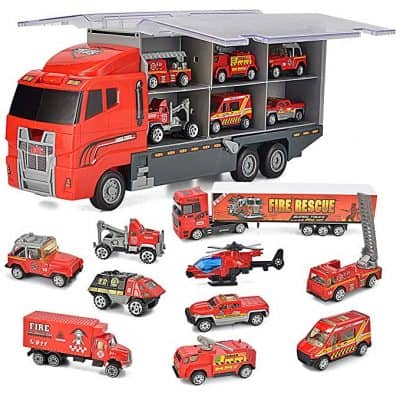 JOYIN 10 in 1 Die-cast Fire Engine Vehicle Mini Rescue Emergency Fire Truck