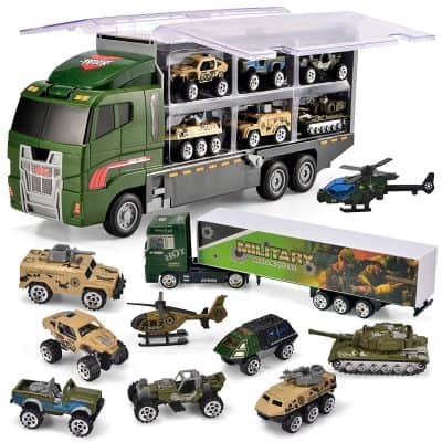 JOYIN 10 in 1 Die-cast Military Truck Army Vehicle Mini Battle Car Toy Set