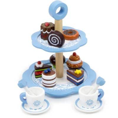 Tea Time Chocolate Pastry Tower with Two-Tier Classic Blue Dessert Tower