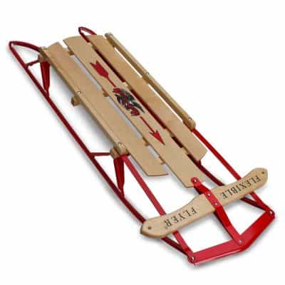 Flexible Flyer Metal Runner Sled. Steel & Wood Steering Snow Slider