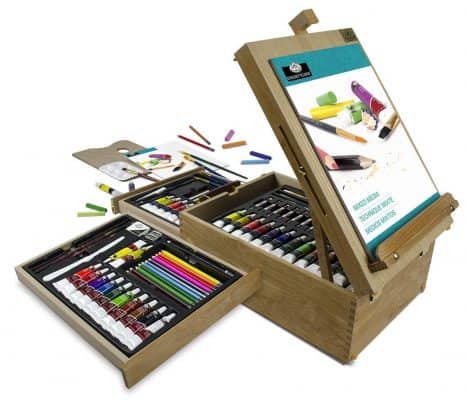 Kids 179 Piece Artist Box Set, Double Sided Trifold Easel Art Set Paints,  Pastels, Crayons, Pencils, Paper and More With Carrying Case 