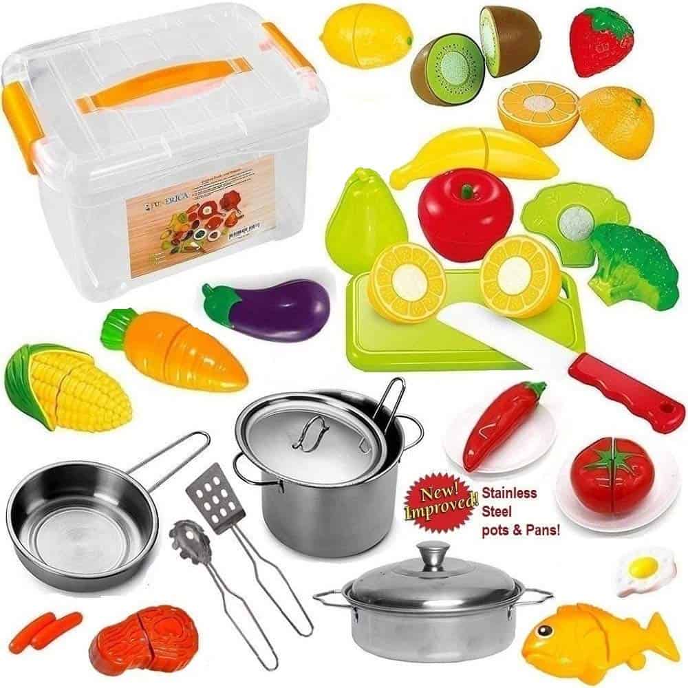 toy food and pots and pans