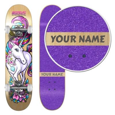 SkateXS Personalized Beginner Unicorn Girls Skateboard