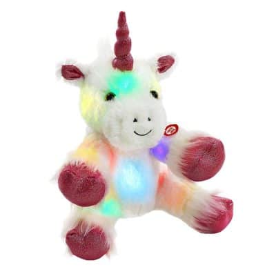 WeWill Glow Unicorn LED Stuffed Animal Soft White Plush Toy Nightlight Companion