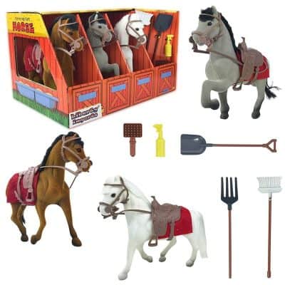 Liberty Imports Horse Stable Take-Along Playset with Farm Tools and Accessories