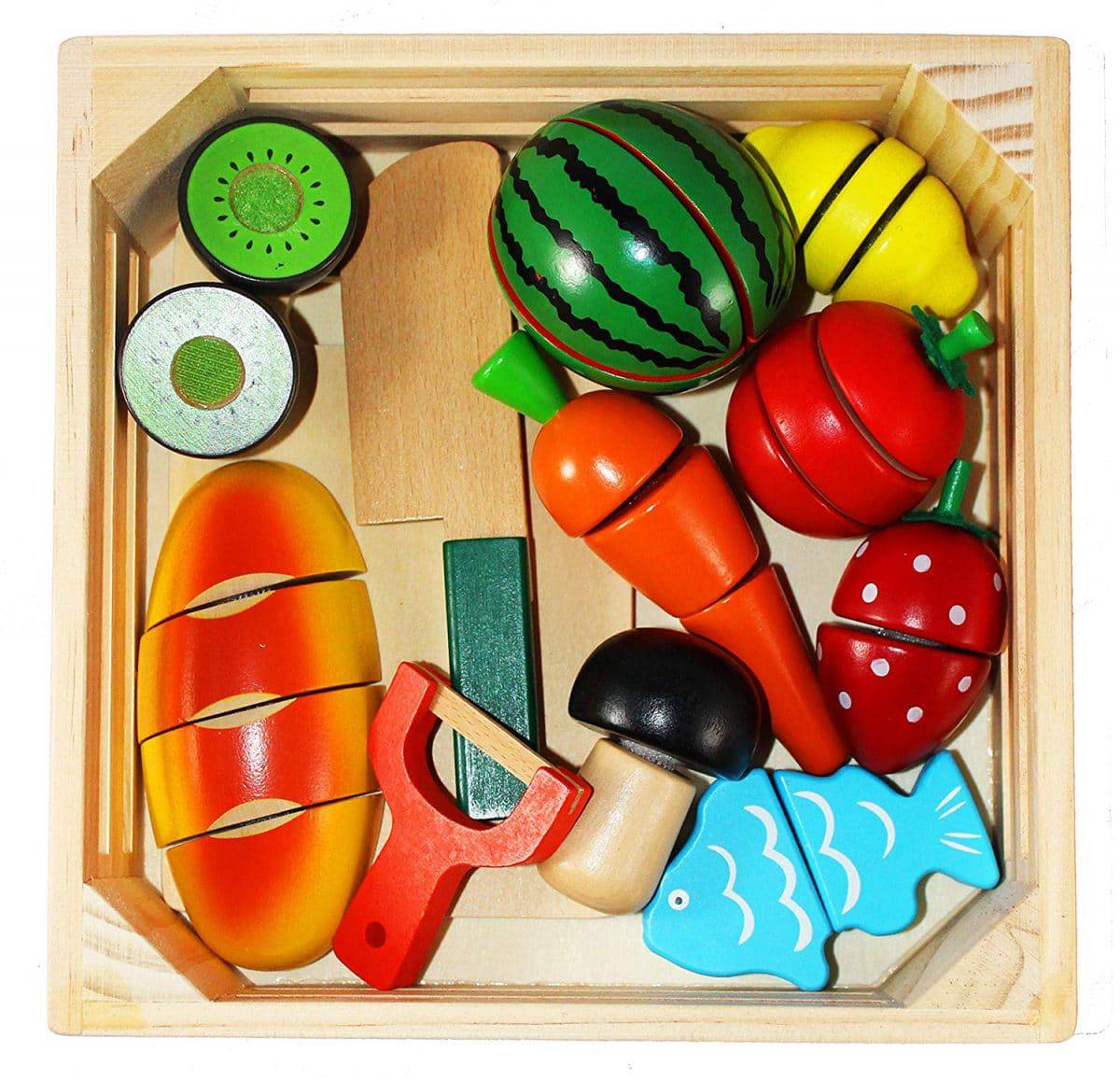 wooden cutting play food