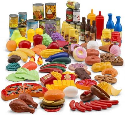 JaxoJoy 122-Piece Deluxe Pretend Play Food Set