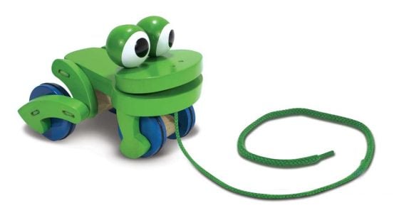 Melissa & Doug Deluxe Frolicking Frog Wooden Pull Toy