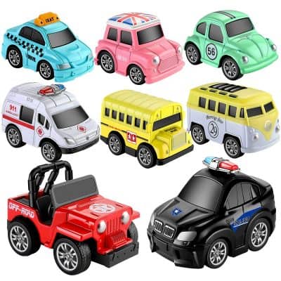 Geyiie Car Toy Alloy Pull Back Cars Vehicles Set
