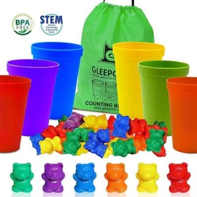 Gleeporte Colorful Counting Bears with Coordinated Sorting Cups