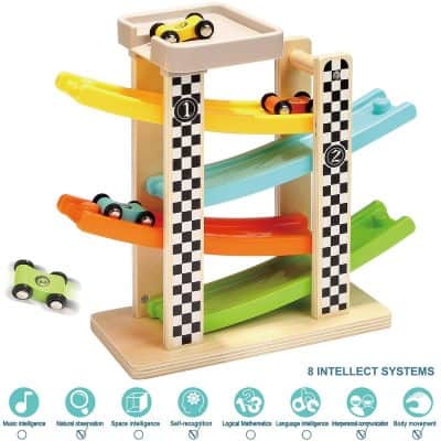 Top Bright Toddler Toys Wooden Race Track With 4 Cars