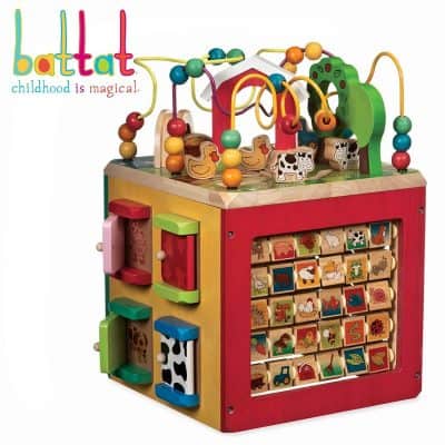 large wooden activity cube