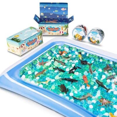 MONILON Water Beads, 24 Pcs Ocean Sea Animals, Inflatable Water Mat