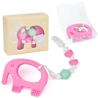 Baby Elefun Teething Silicone Toy and Pacifier Clip Holder