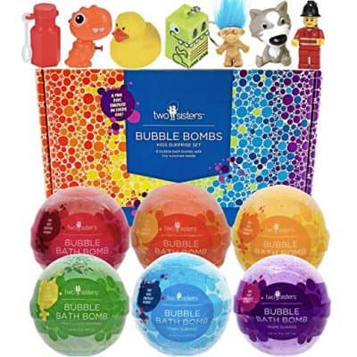 Two Sisters 6 Kids Bubble Bath Bombs for Girls and Boys with Fun Surprise Toys