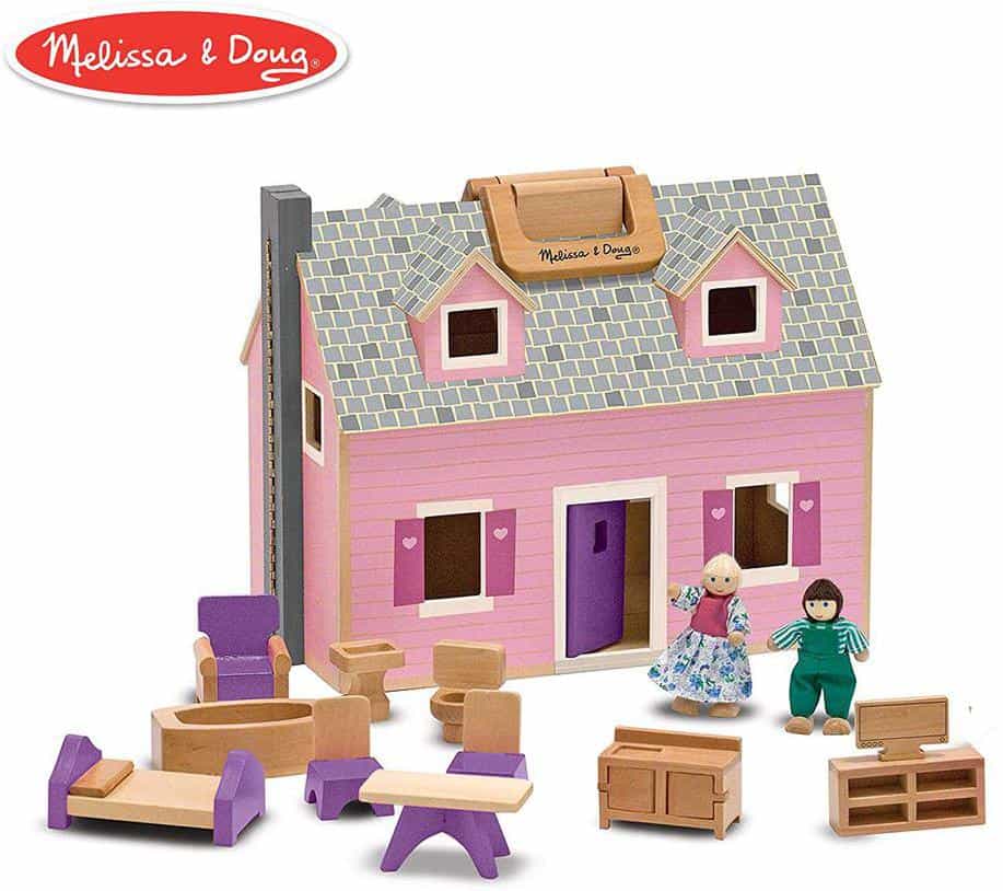 top bright wooden dollhouse