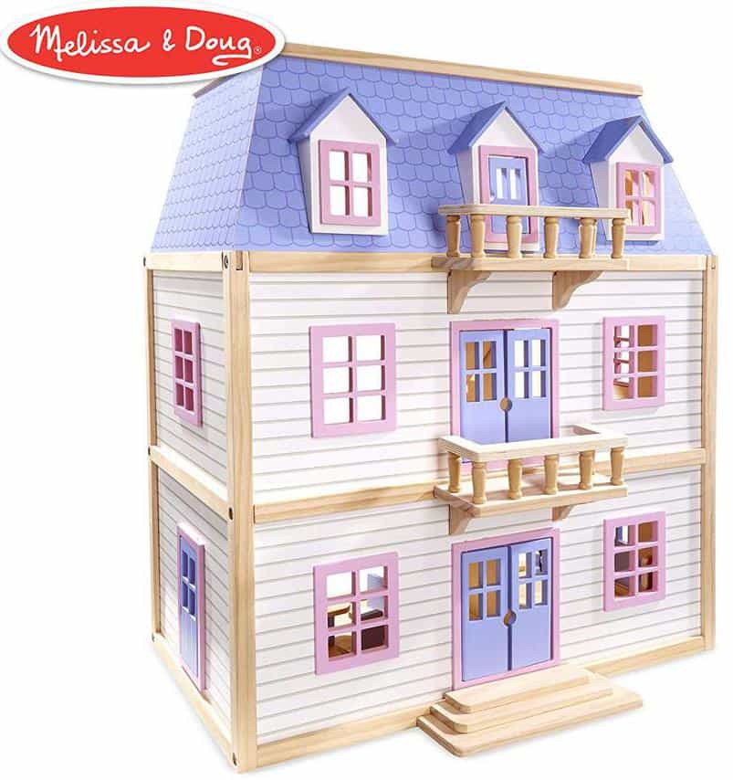 top bright wooden dollhouse