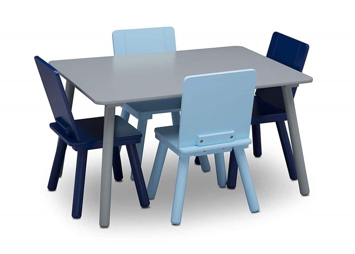 lifetime kids table with 4 blue chairs