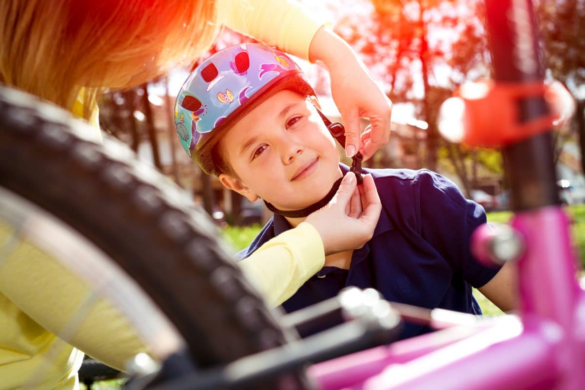 bike helmet on handlebars