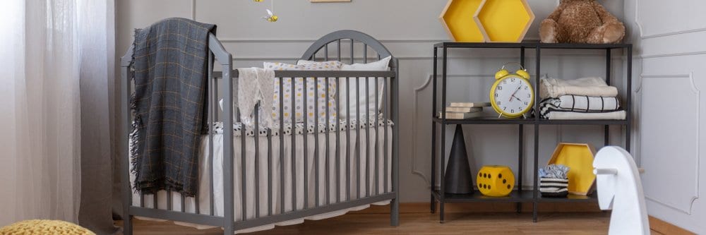 yellow and grey-themed nursery