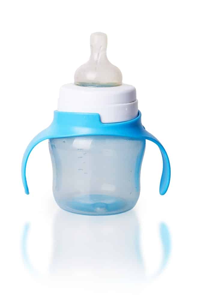 a baby bottle with handles