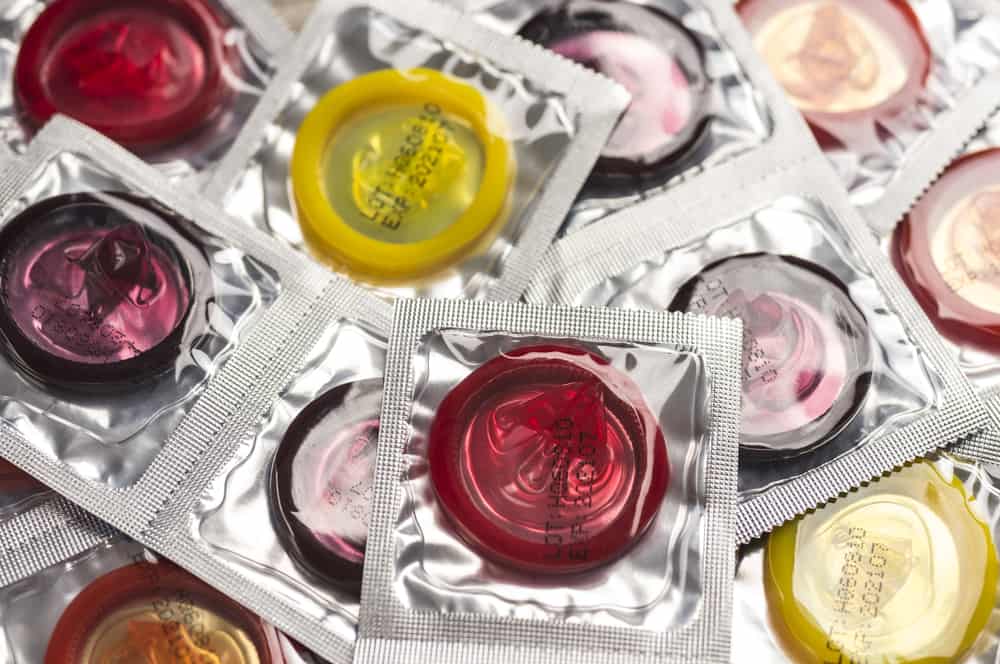 colorful packets of condoms